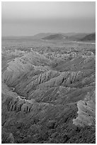 Badlands at dusk, Font Point. Anza Borrego Desert State Park, California, USA (black and white)