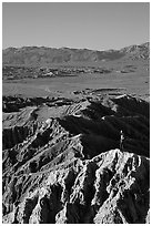 Visitor at Font Point. Anza Borrego Desert State Park, California, USA ( black and white)