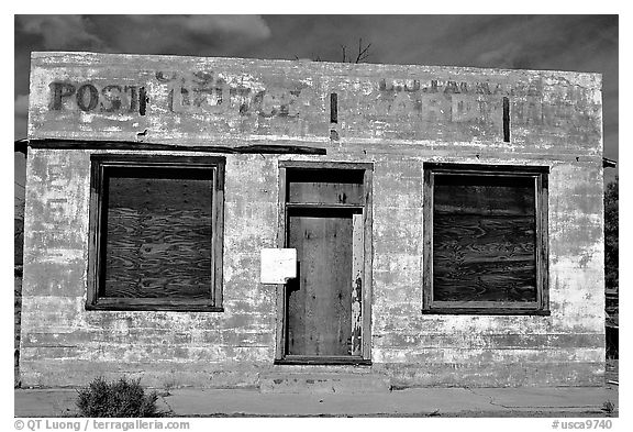 Abandonned post office. Mojave National Preserve, California, USA (black and white)