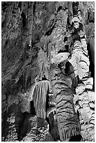 Cave formations, Mitchell caverns. Mojave National Preserve, California, USA ( black and white)