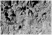 Cliff of volcanic rock, Hole-in-the-wall. Mojave National Preserve, California, USA ( black and white)