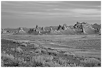 Tufa spires, Trona Pinnacles, sunset. California, USA ( black and white)