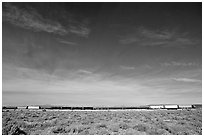 Long train in the Mojave desert. California, USA ( black and white)