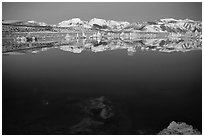 Tufas and Sierra Nevada, winter sunrise. Mono Lake, California, USA (black and white)
