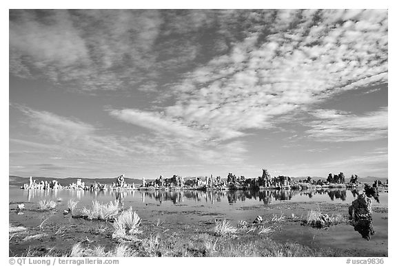 Clouds and Tufa towers, morning. Mono Lake, California, USA