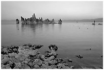 Tufa towers at dusk. Mono Lake, California, USA ( black and white)