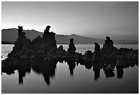 Tufa towers, dusk. Mono Lake, California, USA (black and white)