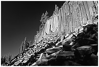 Columnar basalt, afternoon,  Devils Postpile National Monument. California, USA ( black and white)
