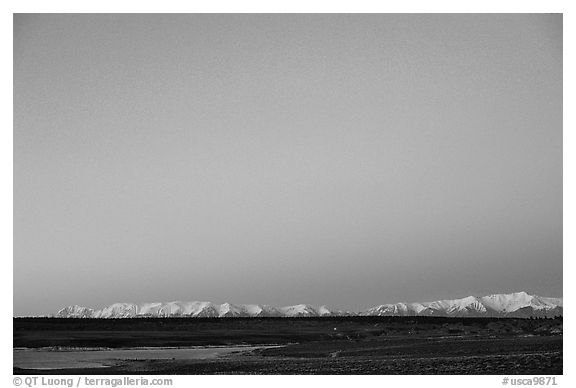 Lake Crowley and White Mountains at dusk. California, USA (black and white)