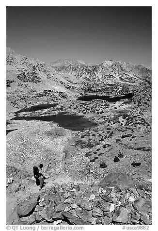 Chain of lakes seen from Bishop Pass, Inyo National Forest. California, USA