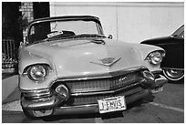 Classic Pink car, Bishop. California, USA ( black and white)