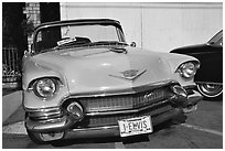 Classic Pink car, Bishop. California, USA (black and white)