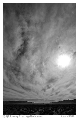 Sun and clouds, Owens Valley. California, USA (black and white)