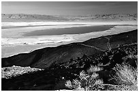 Owens Lake, Argus and Panamint Ranges, afternoon. California, USA (black and white)