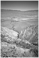 Owens Valley seen from the Sierra Nevada mountains. California, USA ( black and white)