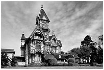 Carson Mansion, the most famous Victorian building of Eureka. California, USA (black and white)