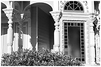 Detail of Victorian architecture of the Pink Lady,  Eureka. California, USA (black and white)