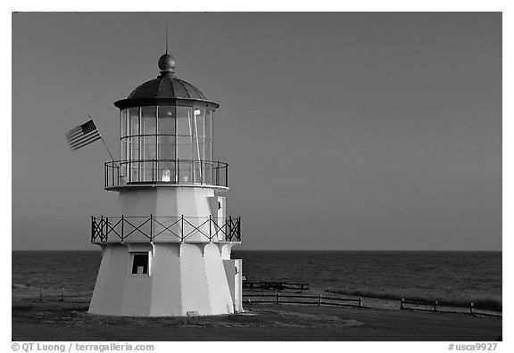 Lighthouse at sunset, Shelter Cove, Lost Coast. California, USA (black and white)