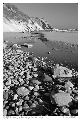 Pebbles, pool, and beach near Fort Bragg. California, USA