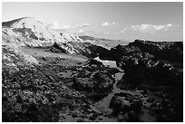 Mussels and Cliffs, Sculptured Beach, sunset. Point Reyes National Seashore, California, USA (black and white)