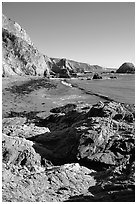 McClures Beach, afternoon. Point Reyes National Seashore, California, USA ( black and white)