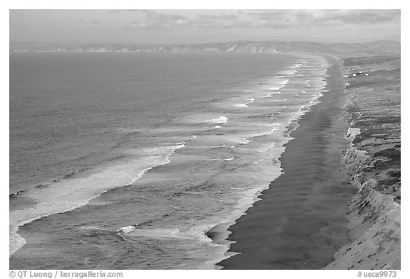 Point Reyes Beach, sunset. Point Reyes National Seashore, California, USA (black and white)