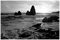 Seastacks, Rodeo Beach, Sunset. California, USA ( black and white)