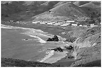 Fort Cronkhite and Rodeo Beach, late afternoon. California, USA (black and white)