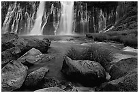 Burney Falls, McArthur-Burney Falls Memorial State Park, early morning. California, USA (black and white)