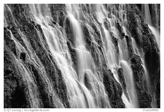 Close-up of Burney Falls, McArthur-Burney Falls Memorial State Park. California, USA (black and white)
