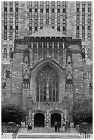 Sterling Library in gothic style. Yale University, New Haven, Connecticut, USA ( black and white)