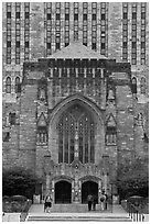 Sterling Library in gothic style. Yale University, New Haven, Connecticut, USA (black and white)