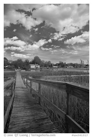 Wooden deck accross Oyster River, Old Saybrook. Connecticut, USA