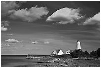 Lighthouse, Connecticut River estuary, Old Saybrook. Connecticut, USA ( black and white)