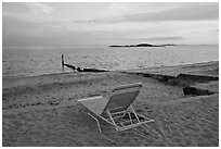 Beach chair at sunset, Westbrook. Connecticut, USA ( black and white)