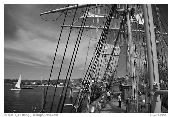 Aboard the Charles Morgan ship. Mystic, Connecticut, USA (black and white)