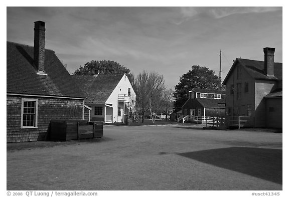 Maritime village. Mystic, Connecticut, USA (black and white)