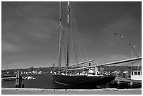 LA Dunton 19th-century fishing schooner. Mystic, Connecticut, USA ( black and white)