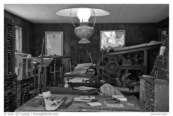 Print shop. Mystic, Connecticut, USA (black and white)