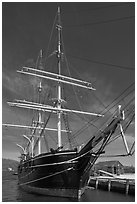 Charles W Morgan historic wooden whaleship. Mystic, Connecticut, USA (black and white)