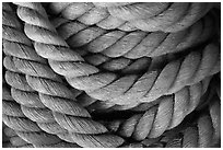 Detail of marine rope. Mystic, Connecticut, USA (black and white)