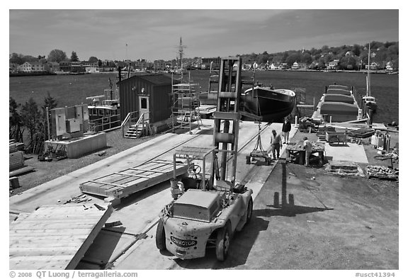 Shipyard. Mystic, Connecticut, USA (black and white)