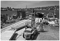 Shipyard. Mystic, Connecticut, USA (black and white)