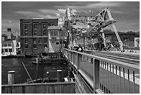 On the Mystic River Bascule Bridge. Mystic, Connecticut, USA ( black and white)