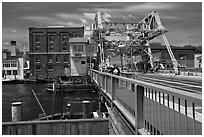 On the Mystic River Bascule Bridge. Mystic, Connecticut, USA (black and white)