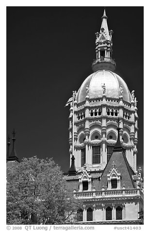 Gold-leafed dome of Connecticut State Capitol. Hartford, Connecticut, USA