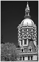 Gold-leafed dome of Connecticut State Capitol. Hartford, Connecticut, USA ( black and white)