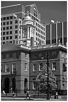 Old State house and modern buildings. Hartford, Connecticut, USA (black and white)