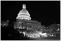 Live concert on the steps of the Capitol at night. Washington DC, USA (black and white)