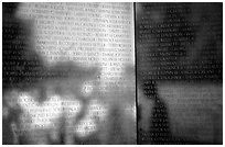 Vietnam Veterans Memorial with the names of the 58022 American casualties from the Vietnam War. Washington DC, USA (black and white)